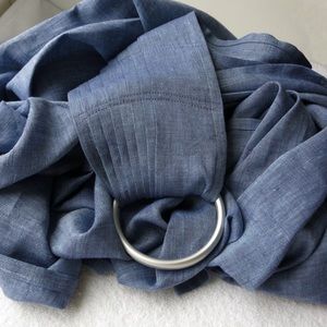 Linen baby ring sling carrier - denim